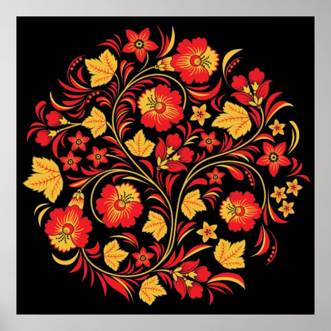 Khokhloma Hohloma, Poster de arte folclórico ruso (Frente)