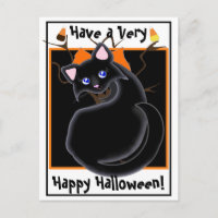 Kiara Toon Kitty Black Cat Con Postal De Árbol