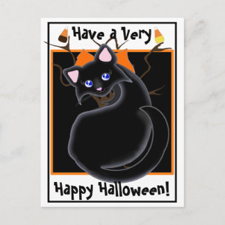 Kiara Toon Kitty Black Cat Con Postal De Árbol