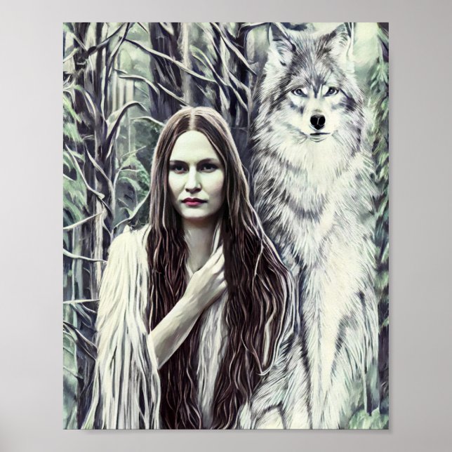 Kickapoo Brujah de la India Lobo blanco arte origi (Frente)