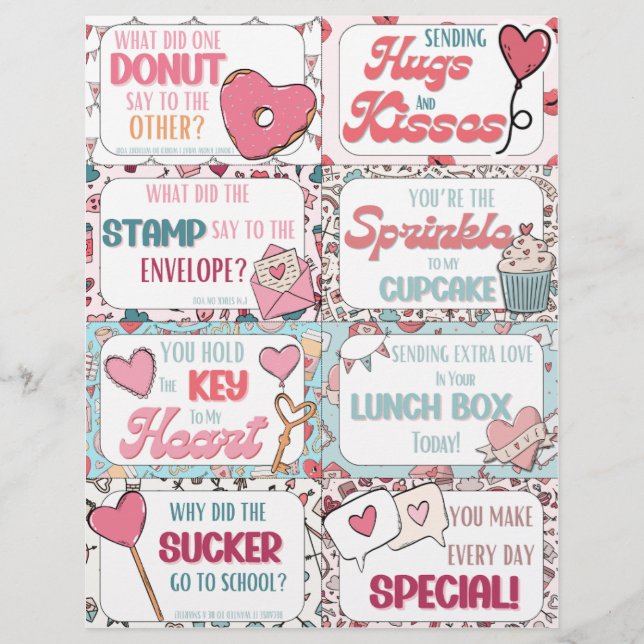 Kid Lunch Box Notes: Cute tarjetas de San Valentín (Anverso)