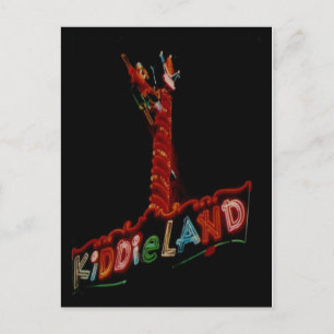 Kiddieland Melrose Pk. Tarjeta postal de neón de é