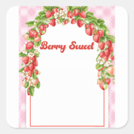 Kids Berry Sweet Birthday Square Pegatina