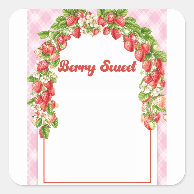 Kids Berry Sweet Birthday Square Pegatina (Anverso)