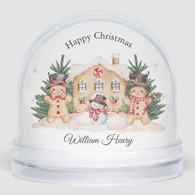 Kids Boy Gingerbread Snowman Festive Snow Globe  (Anverso)
