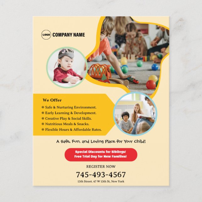 Kids Daycare Personalizado Flyer (Frente)