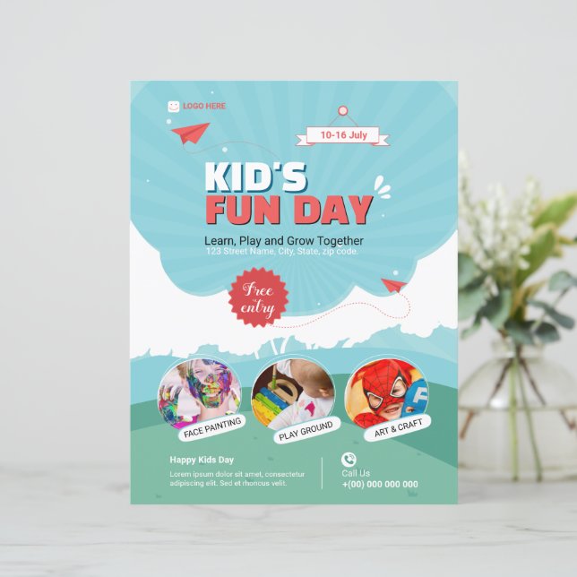 Kid's Funday Flyer template (Anverso de pie)