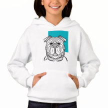 Kids Hoodie - Colección de perros - Diseño azul