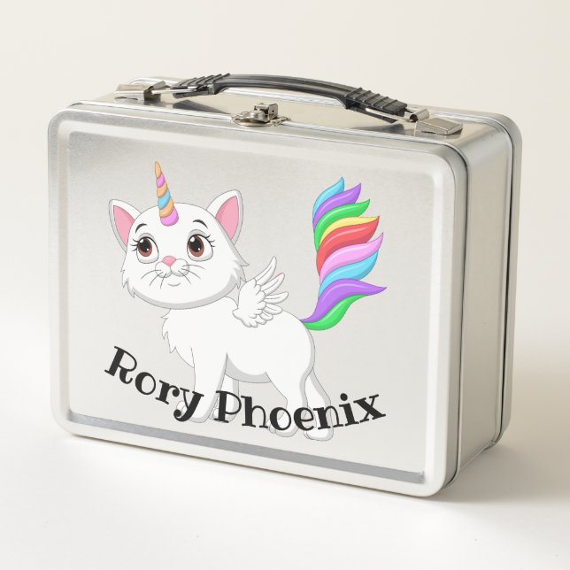 Kids Kitty Unicorn Pegasus Lunchbox (Anverso)