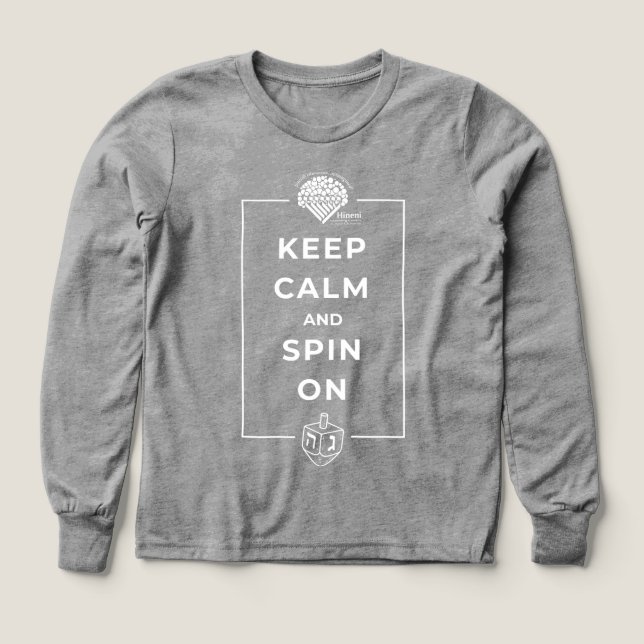 Kids' Long-Sleeve Hanukkah Shirt - Keep Calm and (Diseño frontal)