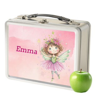 Kids Metalizado Lunch Box - Hada rosa personalizad