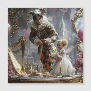 Kids pillow with 3D photography of a mother and da