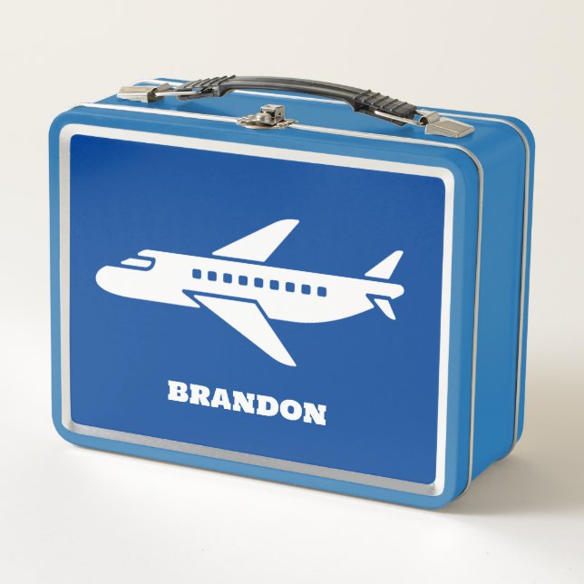 Kids Plane Boys Blue Custom Name (Anverso)