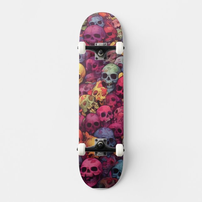 Kids Rainbow Skulls Skateboard De Claire Firley (Anverso)