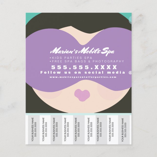 Kids Spa Fiesta de negocios Rentals Tear Off Flyer (Frente)