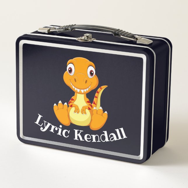Kids T-Rex Dinosaur Pink Lunchbox (Anverso)