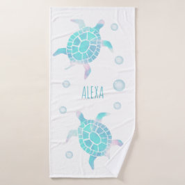 Kids Turtle Under The Sea Watercolor 