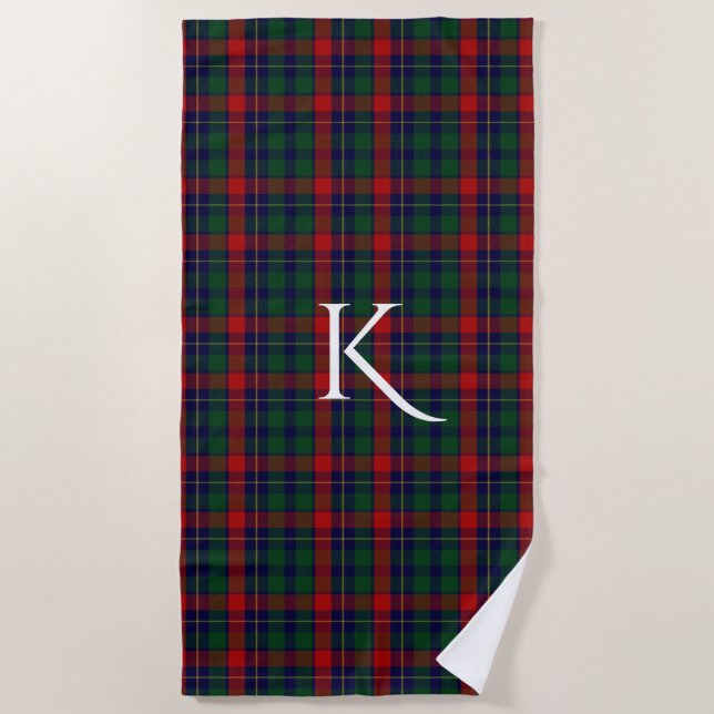 Kilgour Clan Tartan Plaid Monogram Beach Toalla (Anverso)