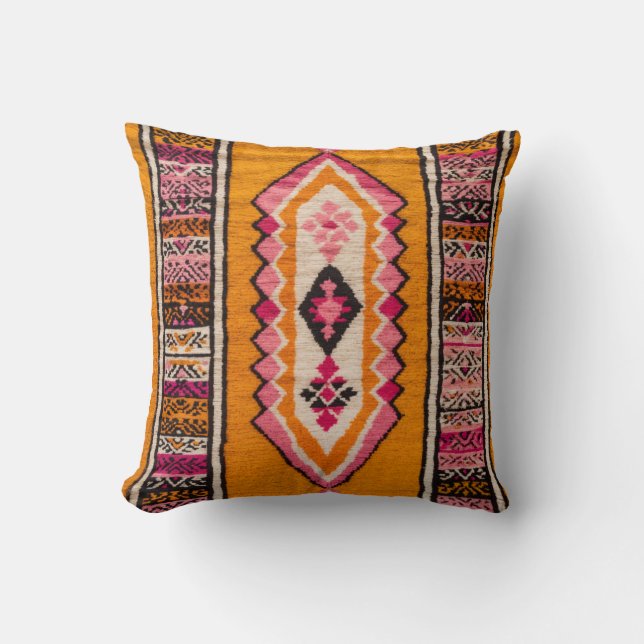 Kilim Cushion de época: almohadas amarillas hechas (Anverso)