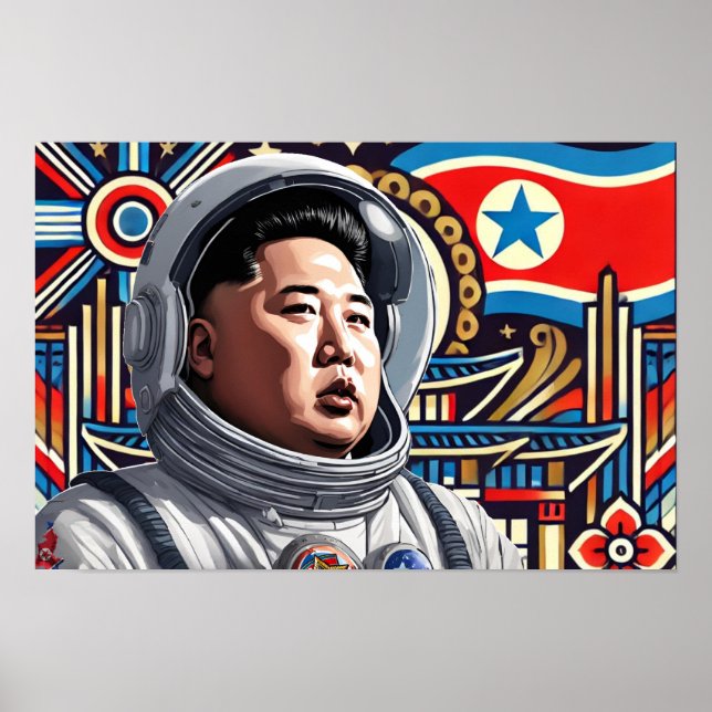 Kim Jong Un como astronauta - Arte norcoreano (Frente)