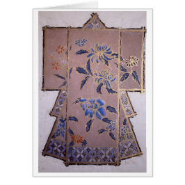 Kimono beige con flores azules