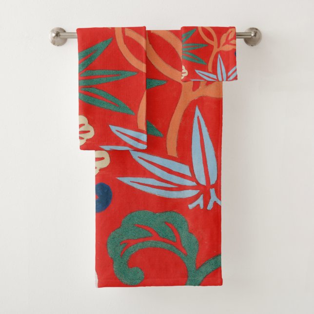 Kimono japonés rojo hawaiano: Floral vintage (In situ)