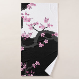 Kimono japonés Sakura negro y rosa blanco