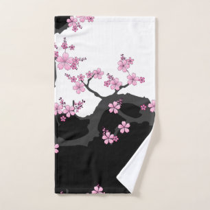 Kimono japonés Sakura negro y rosa blanco