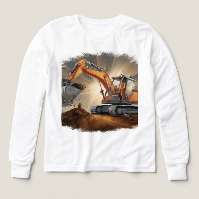 🚜 Kinder Pullover – Cooles Bagger Motiv  (Diseño frontal)