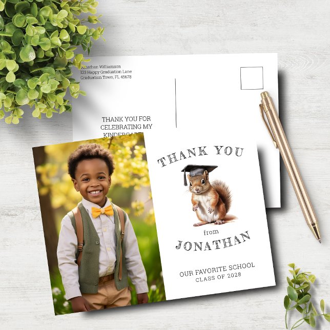 Kindergarten Cute Squirrel Gracias Tarjeta Post (Subido por el creador)