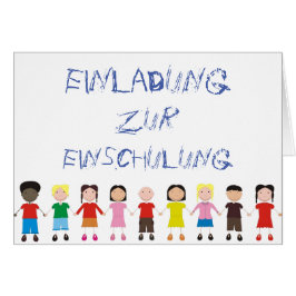 Kinderreihe auf einer Einladung zur Einschulung