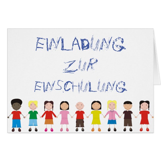 Kinderreihe auf einer Einladung zur Einschulung (Anverso (Horizontal))