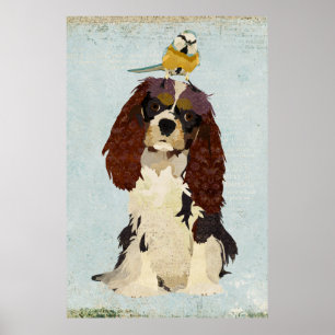 King Charles Spaniel y pequeño Poster de arte de p