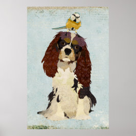 King Charles Spaniel y pequeño Poster de arte de p