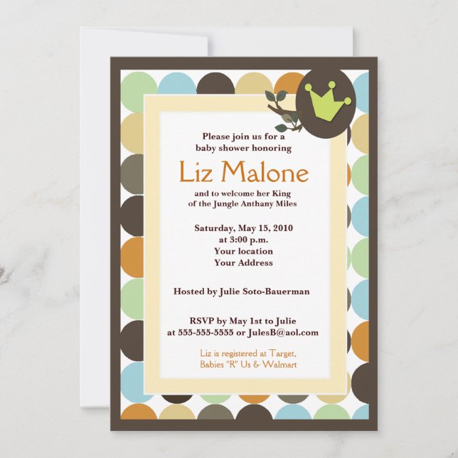 KING in the Jungle 5x7 Baby Shower invitaciones (Anverso)