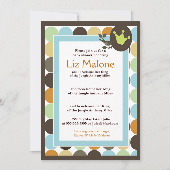 KING in the Jungle 5x7 Baby Shower invitaciones (Anverso)