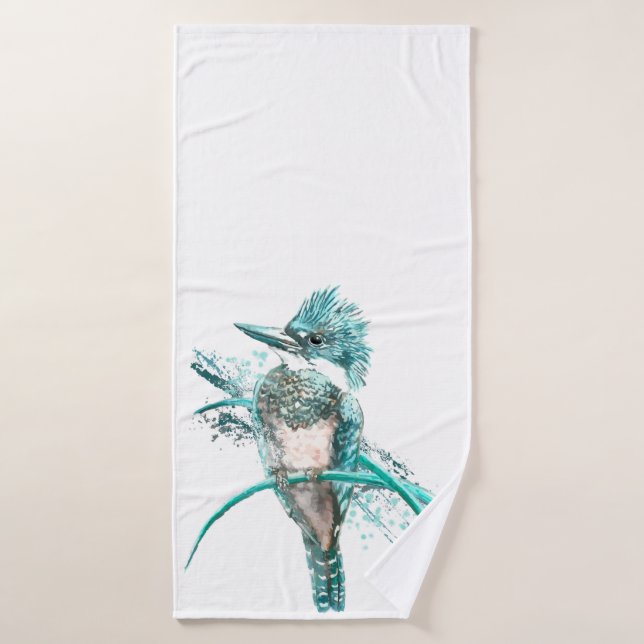 Kingfisher Arte gráfico de aves Vida salvaje Arte  (Toalla de baño)