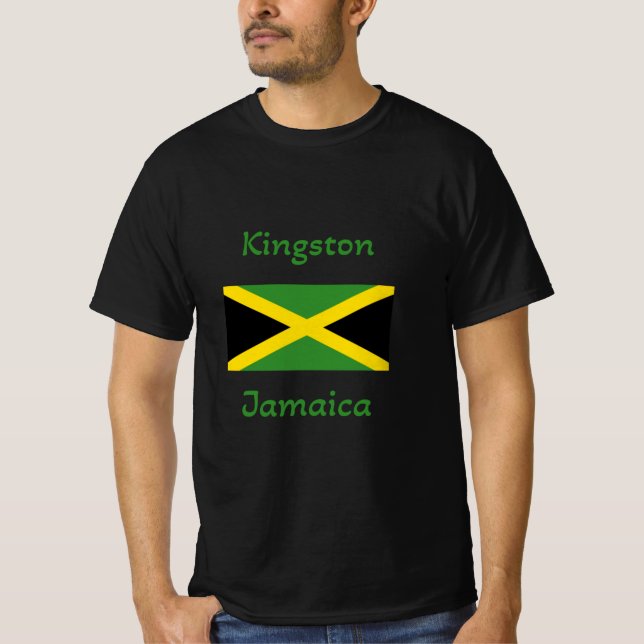 Kingston Jamaica - Camiseta con bandera jamaiquina (Anverso)