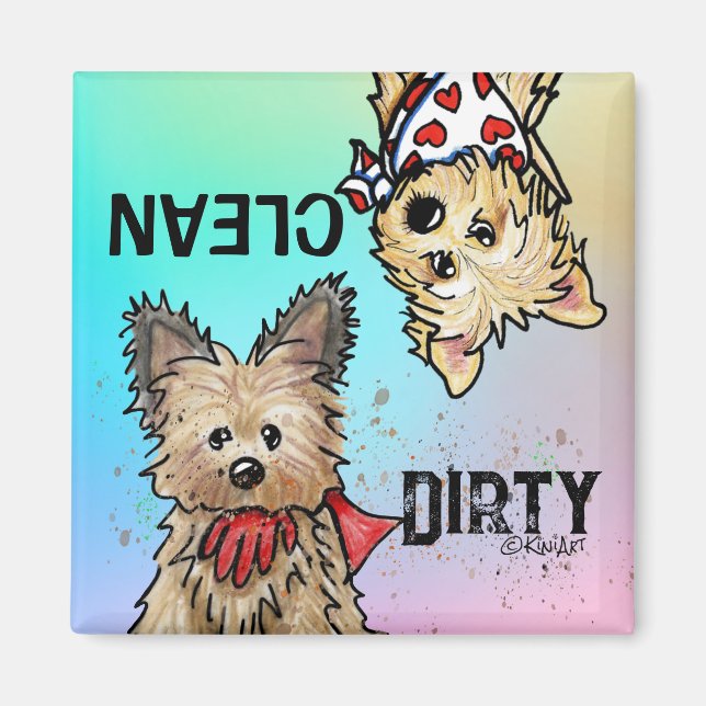 KiniArt Cairn Limpiar el imán de lavavajillas suci (Frente)