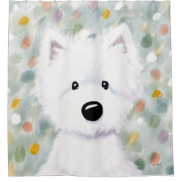 KiniArt Fluffy Westie Impresiones Cortina de Ducha