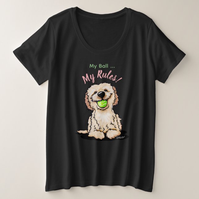 KiniArt Goldendoodle MY BALL T-Shirt (Anverso del diseño)