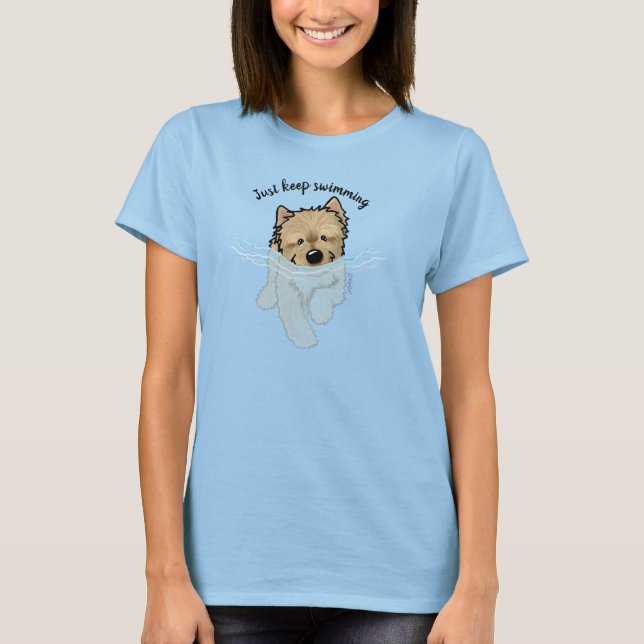 KiniArt Nadando Camiseta de Cairn Terrier (Anverso)