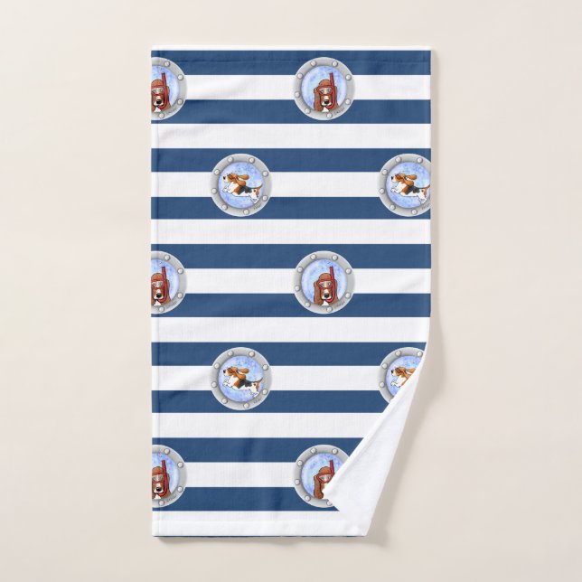 KiniArt Snorkeling Hounds Basset (Toalla de mano)