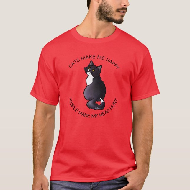 KiniArt Tuxedo Kitty Cat Lover Camiseta (Anverso)