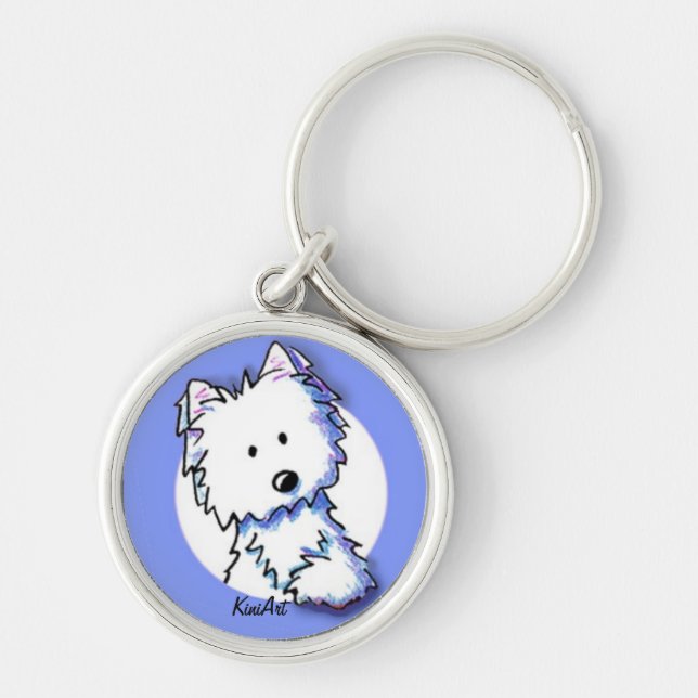 KiniArt Westie en llavero azul (Frente)