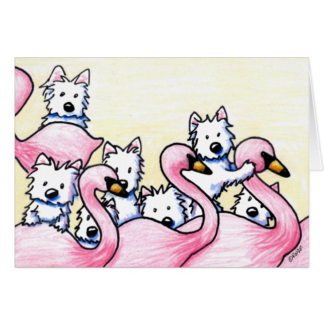 KiniArt Westie Flamingos (Anverso (Horizontal))