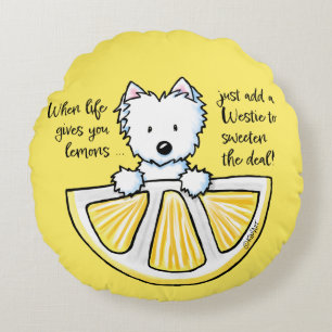 KiniArt Westie Life Lemons Almohada redonda