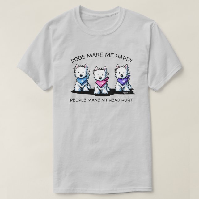 KiniArt Westie Trio Dog Amantes de la camiseta (Diseño del anverso)