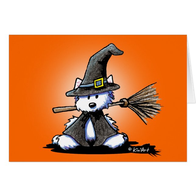 KiniArt Westie Witch Halloween Card (Anverso (Horizontal))