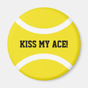 KISS MY ACE amarilla bola de tenis redonda imán